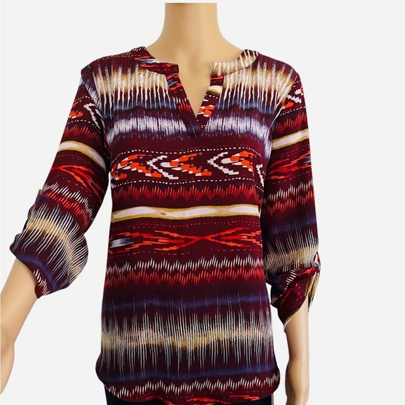 Cato casual pullover top M multicolor long sleeves round neck abstract print - Picture 1 of 13